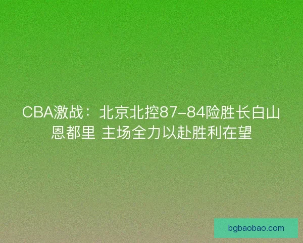 CBA激战：北京北控87-84险胜长白山恩都里 主场全力以赴胜利在望