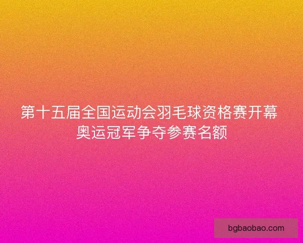 第十五届全国运动会羽毛球资格赛开幕 奥运冠军争夺参赛名额