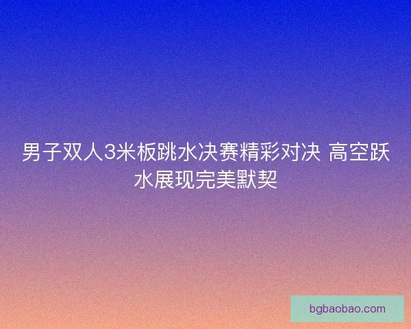 男子双人3米板跳水决赛精彩对决 高空跃水展现完美默契